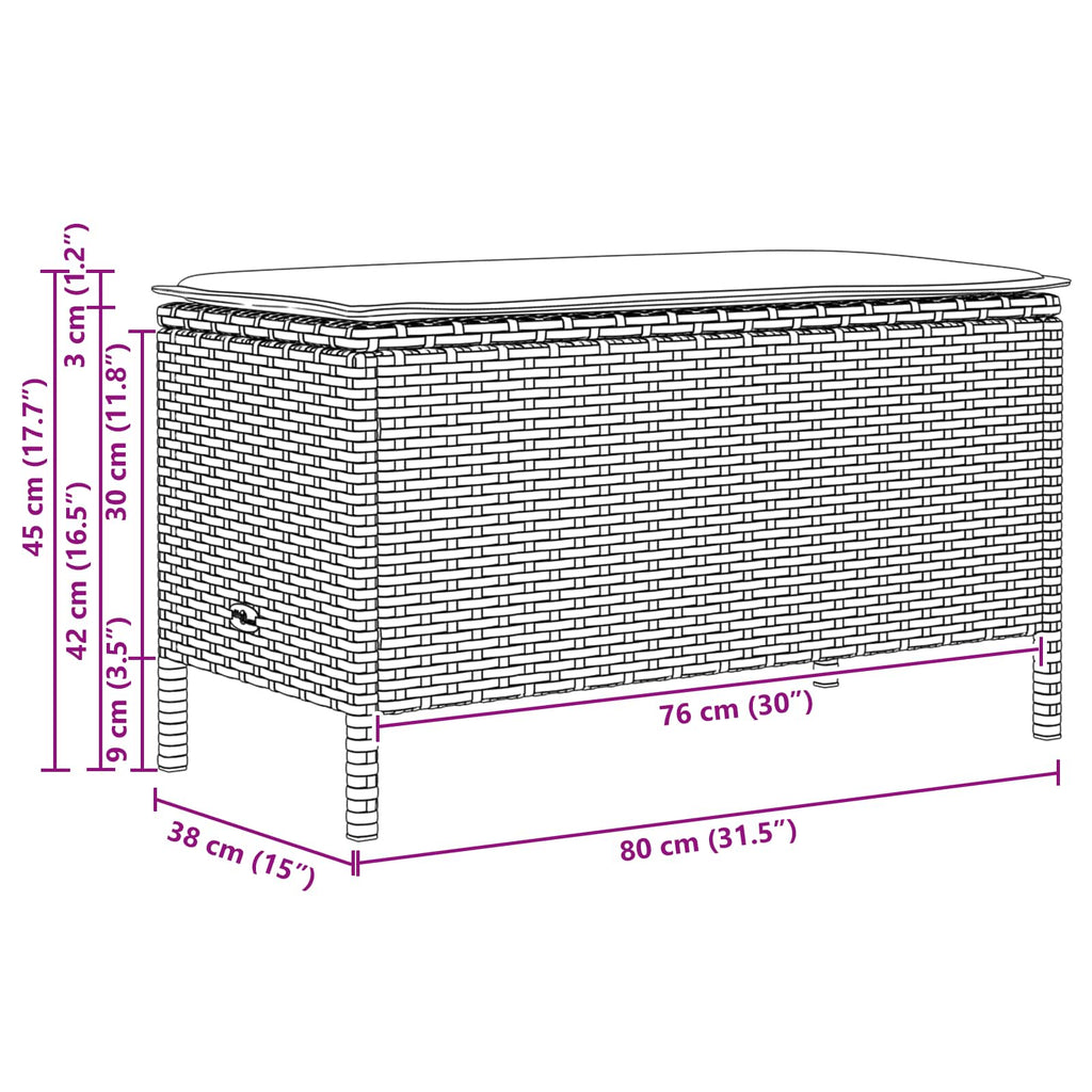 vidaXL Pufa ogrodowa z poduszką Czarny 80 x 38 x 45 cm Rattan PE