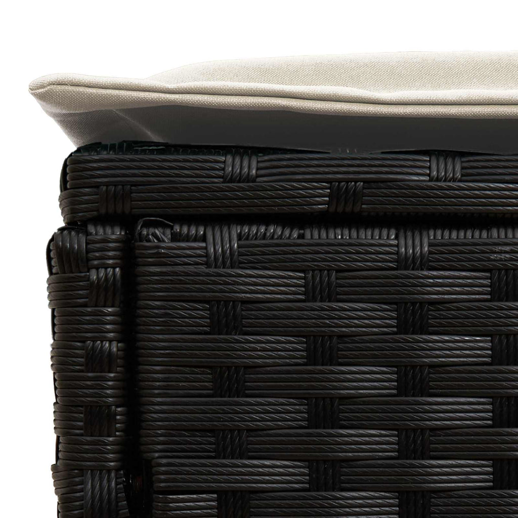 vidaXL Pufa ogrodowa Czarny i kremowy 80 x 38 x 45 cm Rattan PE