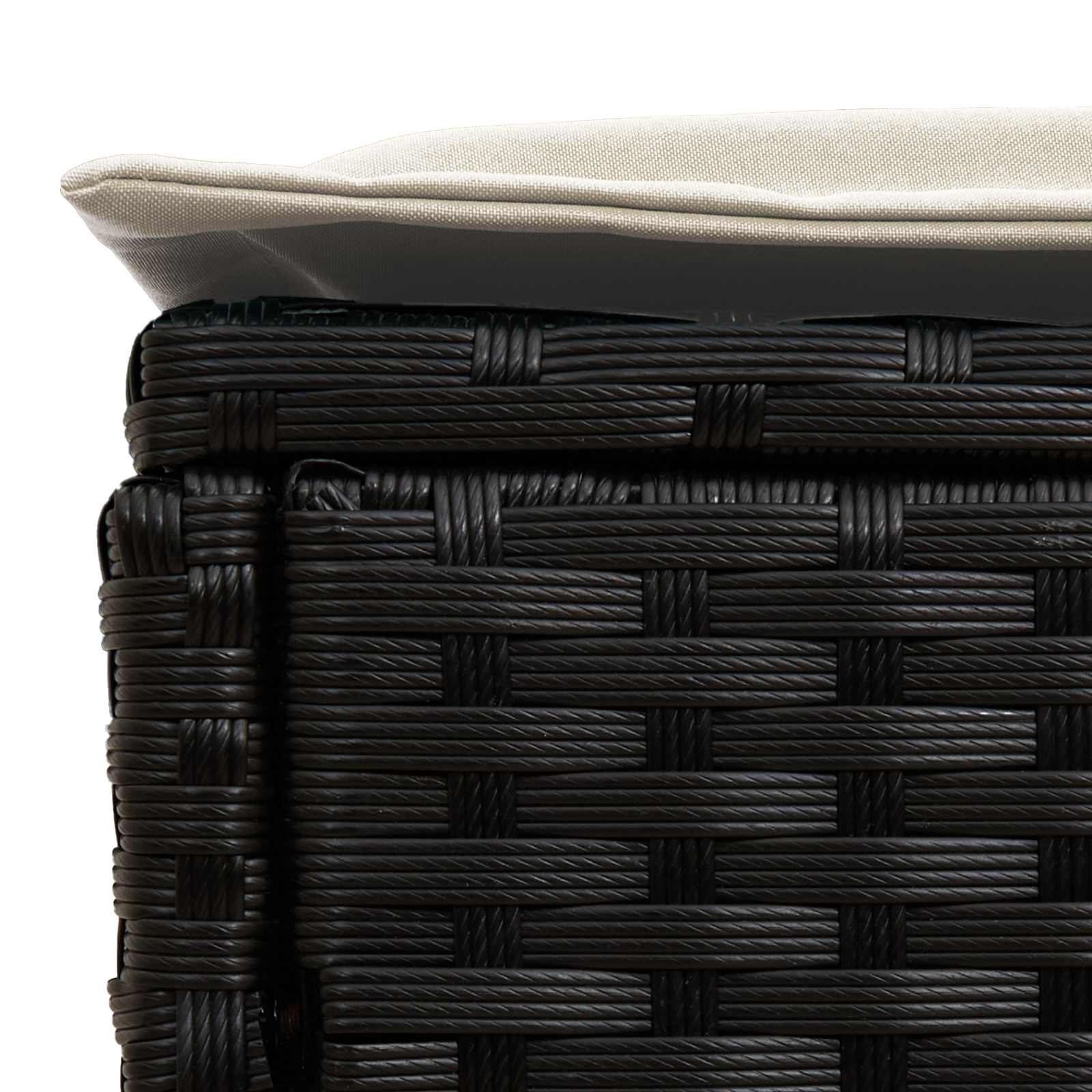 vidaXL Pufa ogrodowa Czarny i kremowy 80 x 38 x 45 cm Rattan PE