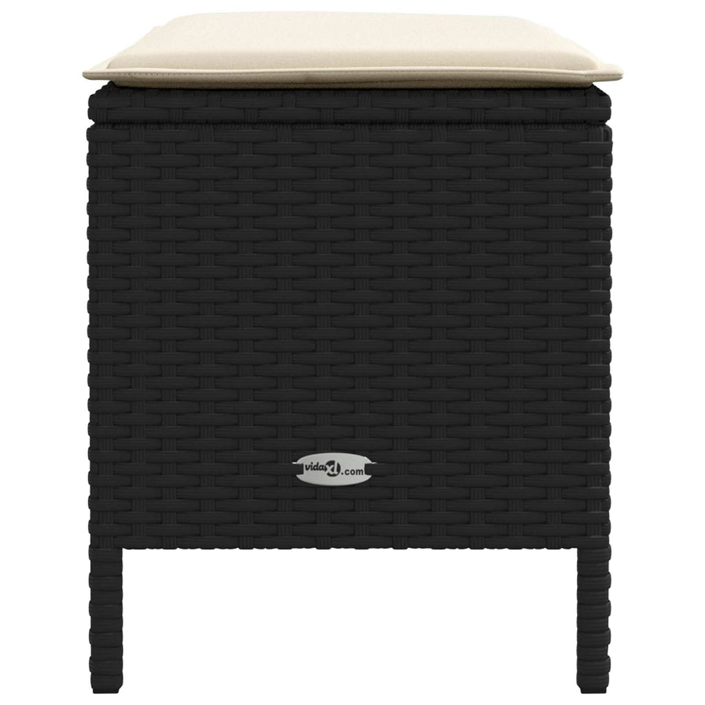 vidaXL Pufa ogrodowa Czarny i kremowy 80 x 38 x 45 cm Rattan PE