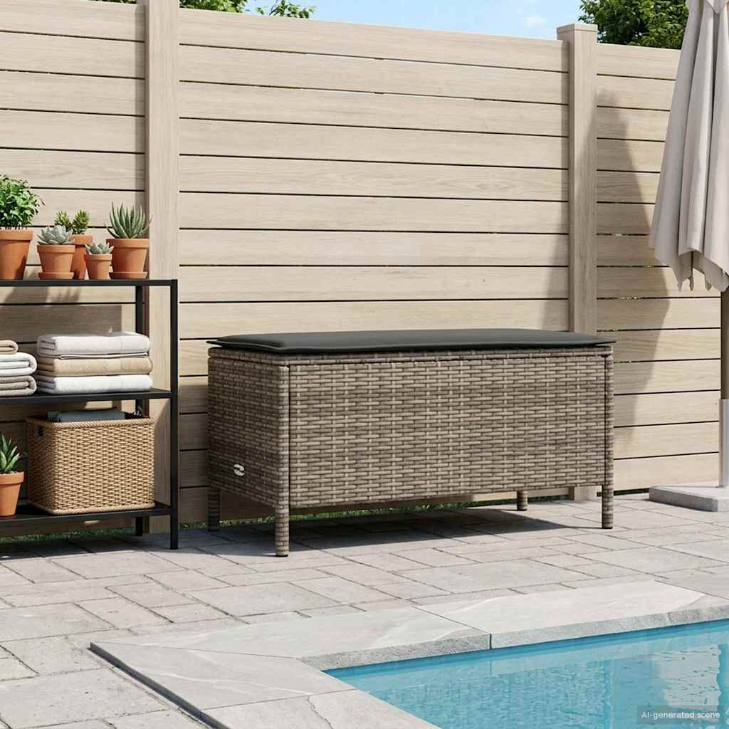 vidaXL Pufa ogrodowa Szary i ciemnoszary 80 x 38 x 45 cm Rattan PE