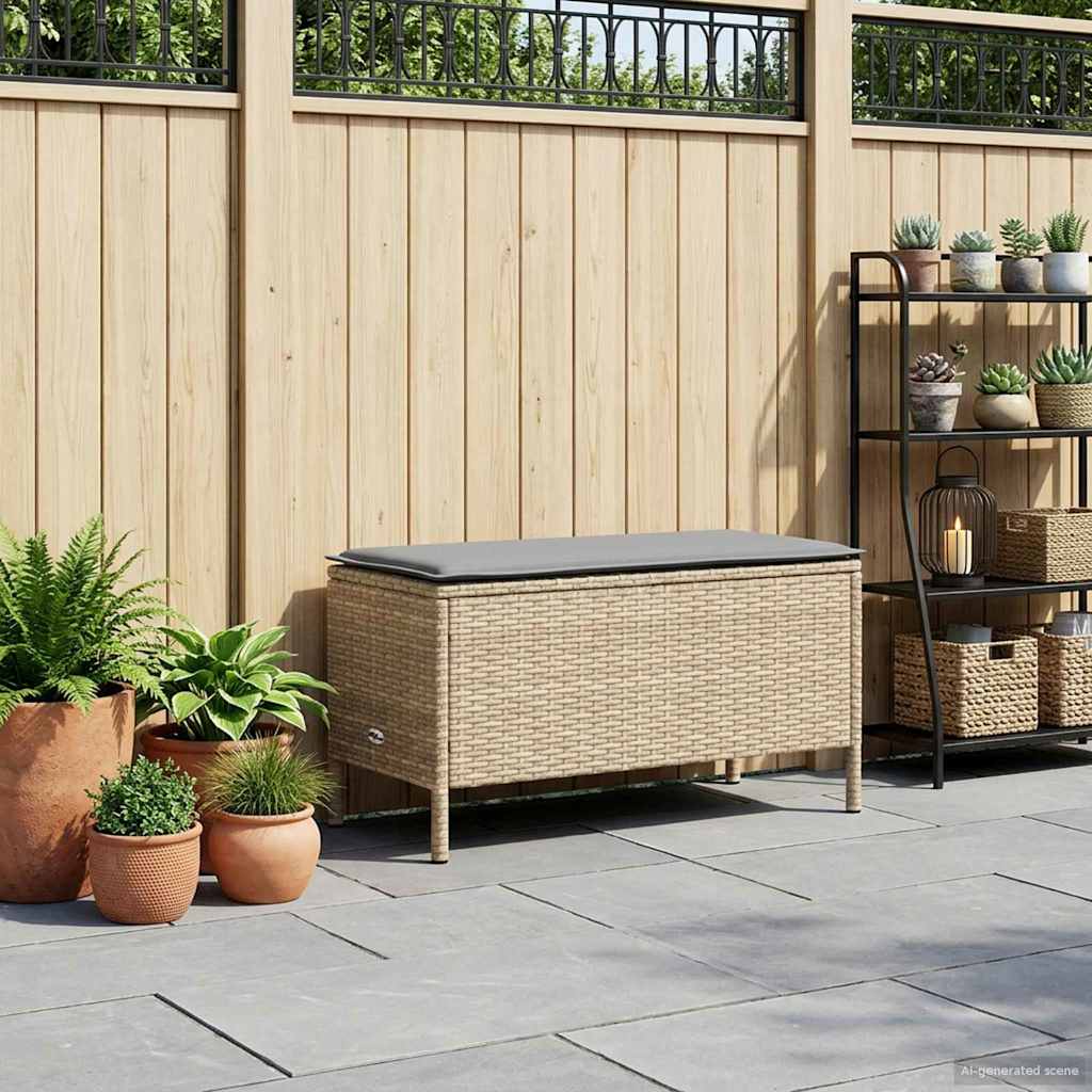 vidaXL Pufa ogrodowa Beżowy i jasnoszary 80 x 38 x 42 cm Rattan PE