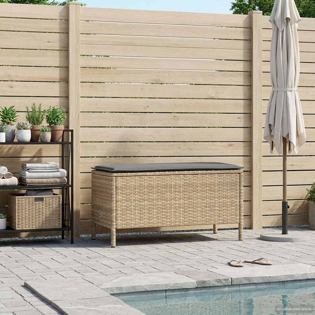 vidaXL Pufa ogrodowa Beżowy i jasnoszary 80 x 38 x 42 cm Rattan PE
