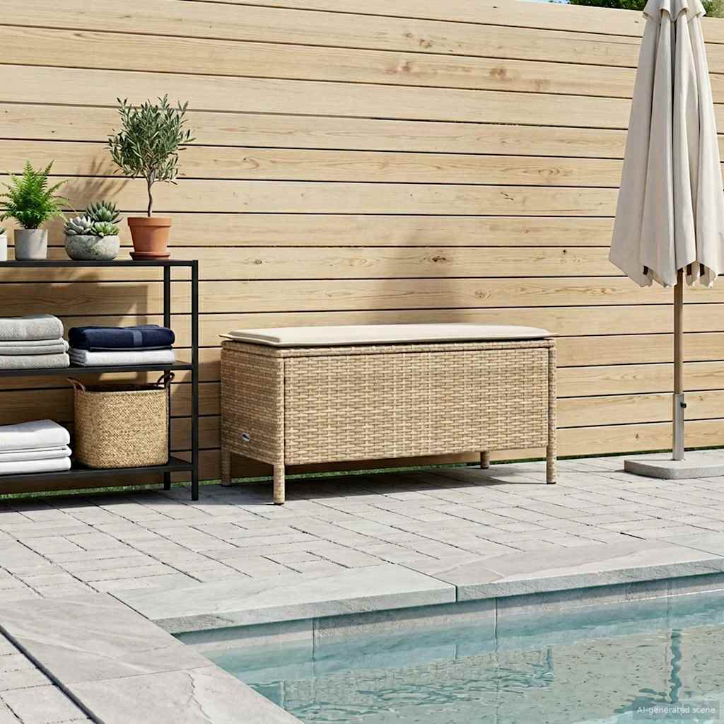vidaXL Pufa ogrodowa Beżowy i kremowy 80 x 38 x 42 cm Rattan PE