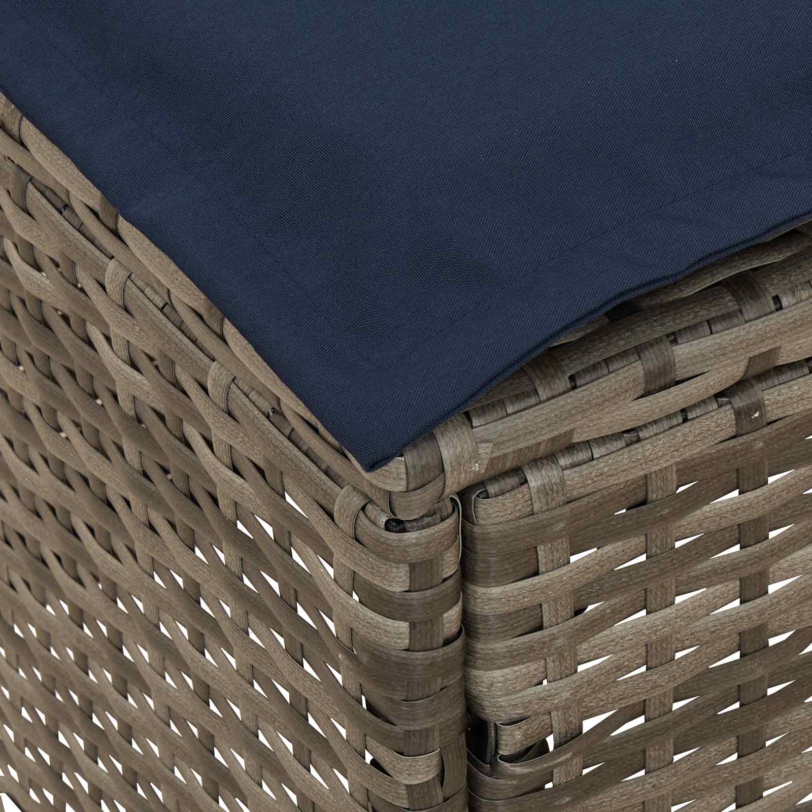 vidaXL Pufa ogrodowa Szary i granatowy 80 x 38 x 42 cm Rattan PE