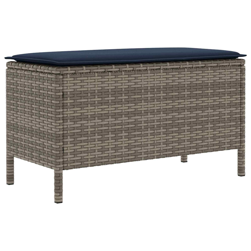 vidaXL Pufa ogrodowa Szary i granatowy 80 x 38 x 42 cm Rattan PE