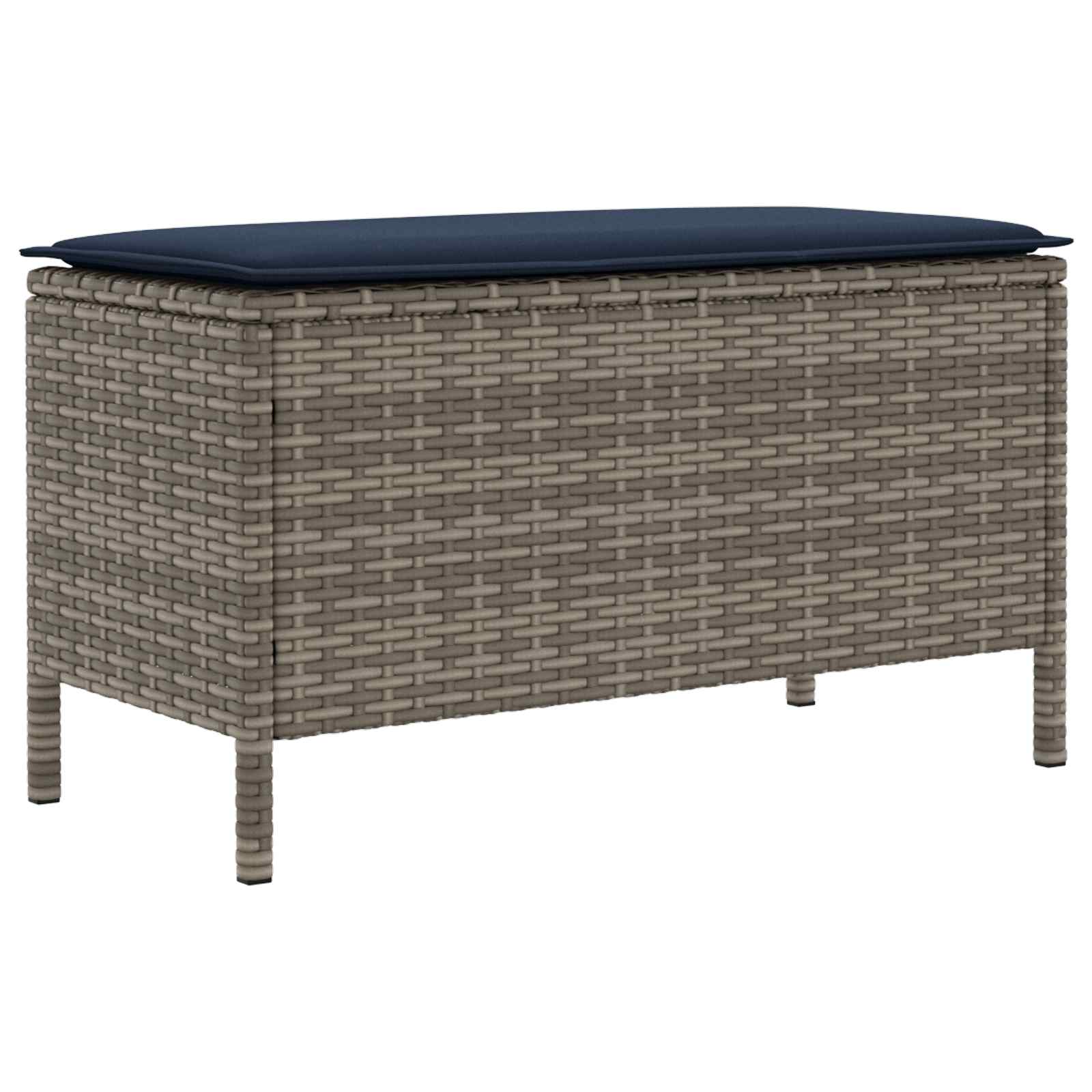 vidaXL Pufa ogrodowa Szary i granatowy 80 x 38 x 42 cm Rattan PE