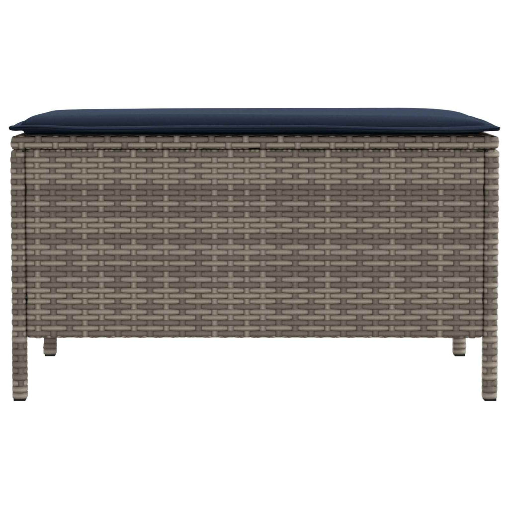 vidaXL Pufa ogrodowa Szary i granatowy 80 x 38 x 42 cm Rattan PE