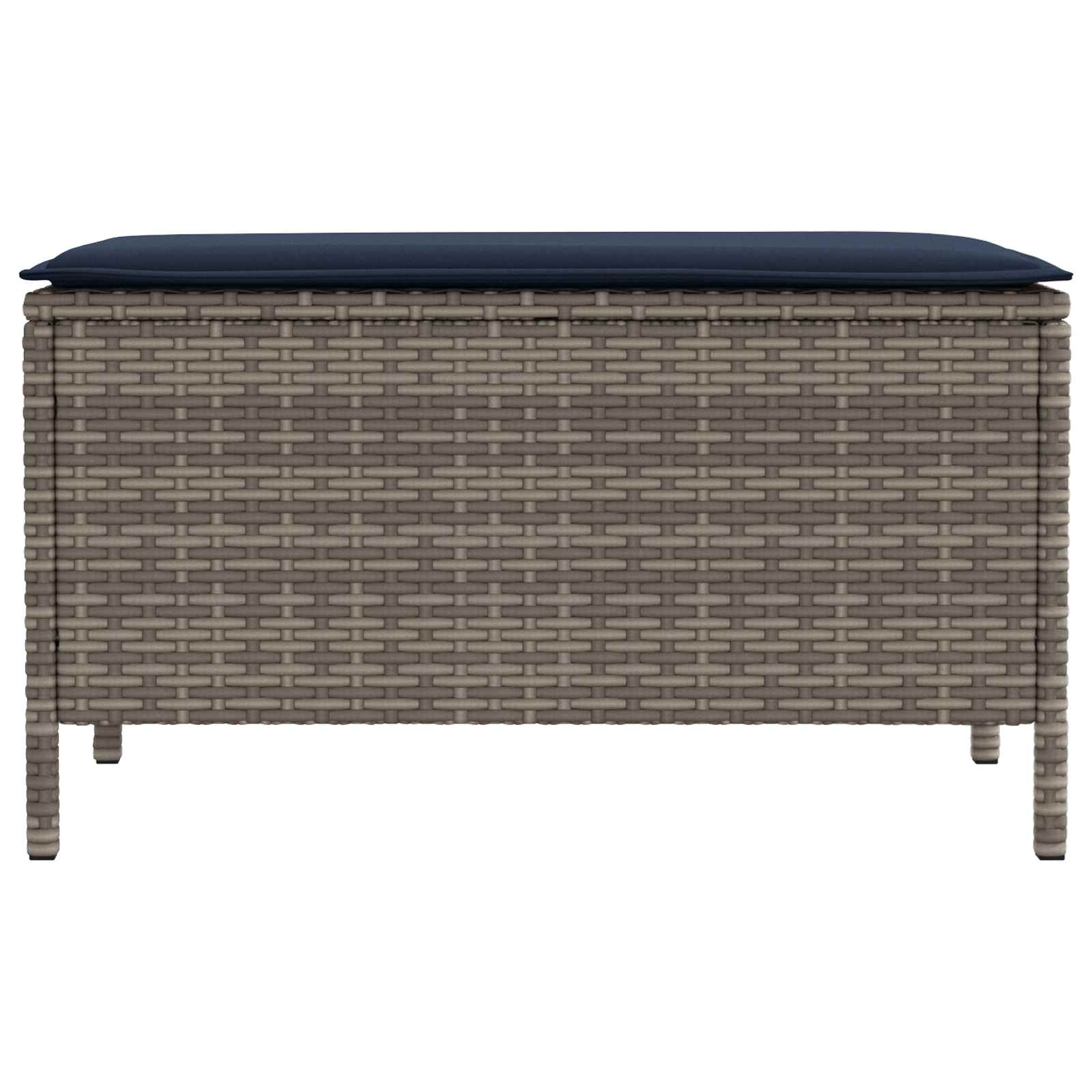 vidaXL Pufa ogrodowa Szary i granatowy 80 x 38 x 42 cm Rattan PE
