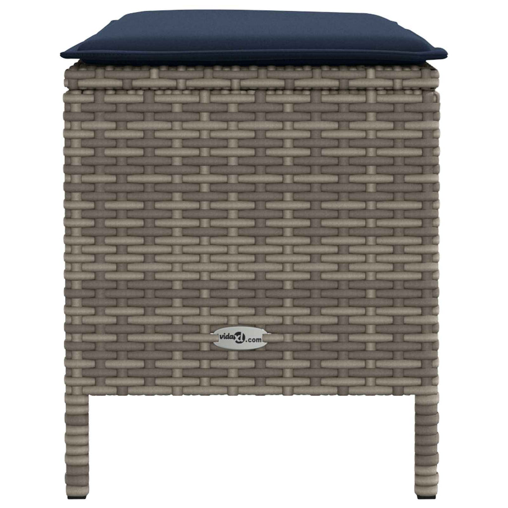 vidaXL Pufa ogrodowa Szary i granatowy 80 x 38 x 42 cm Rattan PE