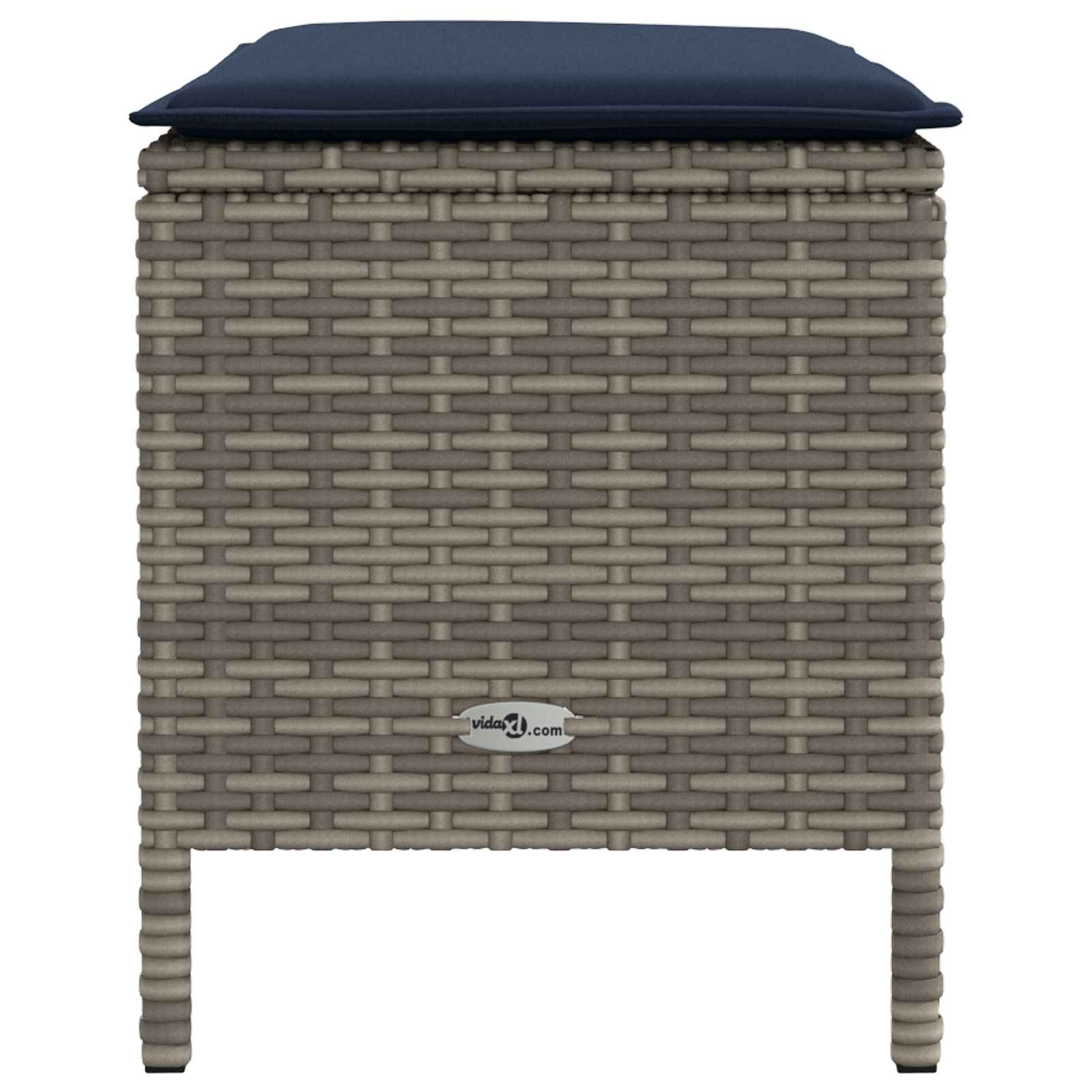 vidaXL Pufa ogrodowa Szary i granatowy 80 x 38 x 42 cm Rattan PE