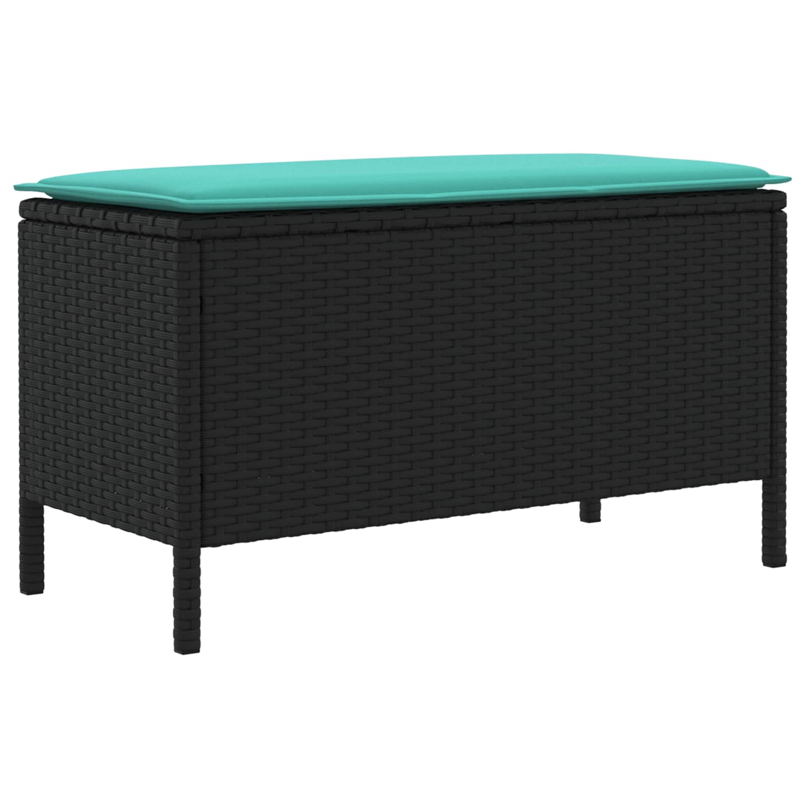 vidaXL Pufa ogrodowa Czarny i Turkusowy 80 x 38 x 42 cm Rattan PE
