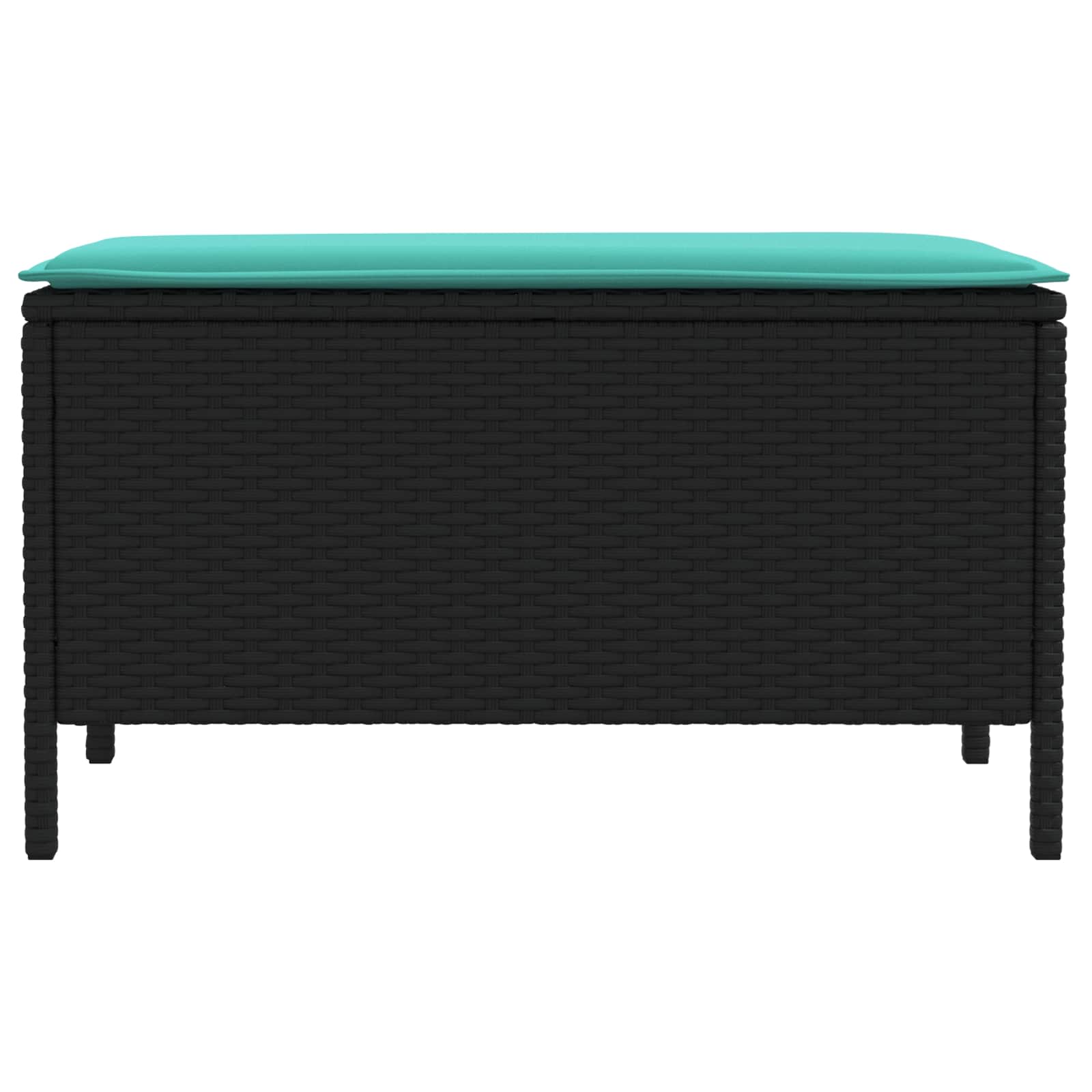 vidaXL Pufa ogrodowa Czarny i Turkusowy 80 x 38 x 42 cm Rattan PE