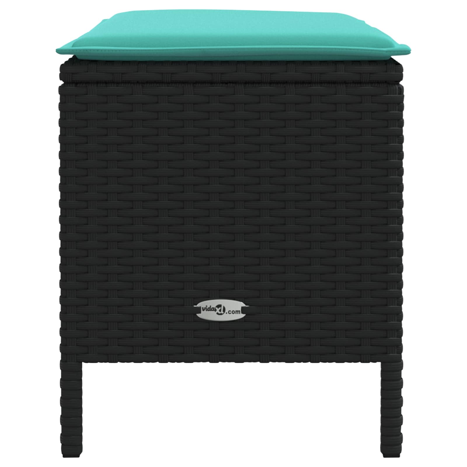 vidaXL Pufa ogrodowa Czarny i Turkusowy 80 x 38 x 42 cm Rattan PE