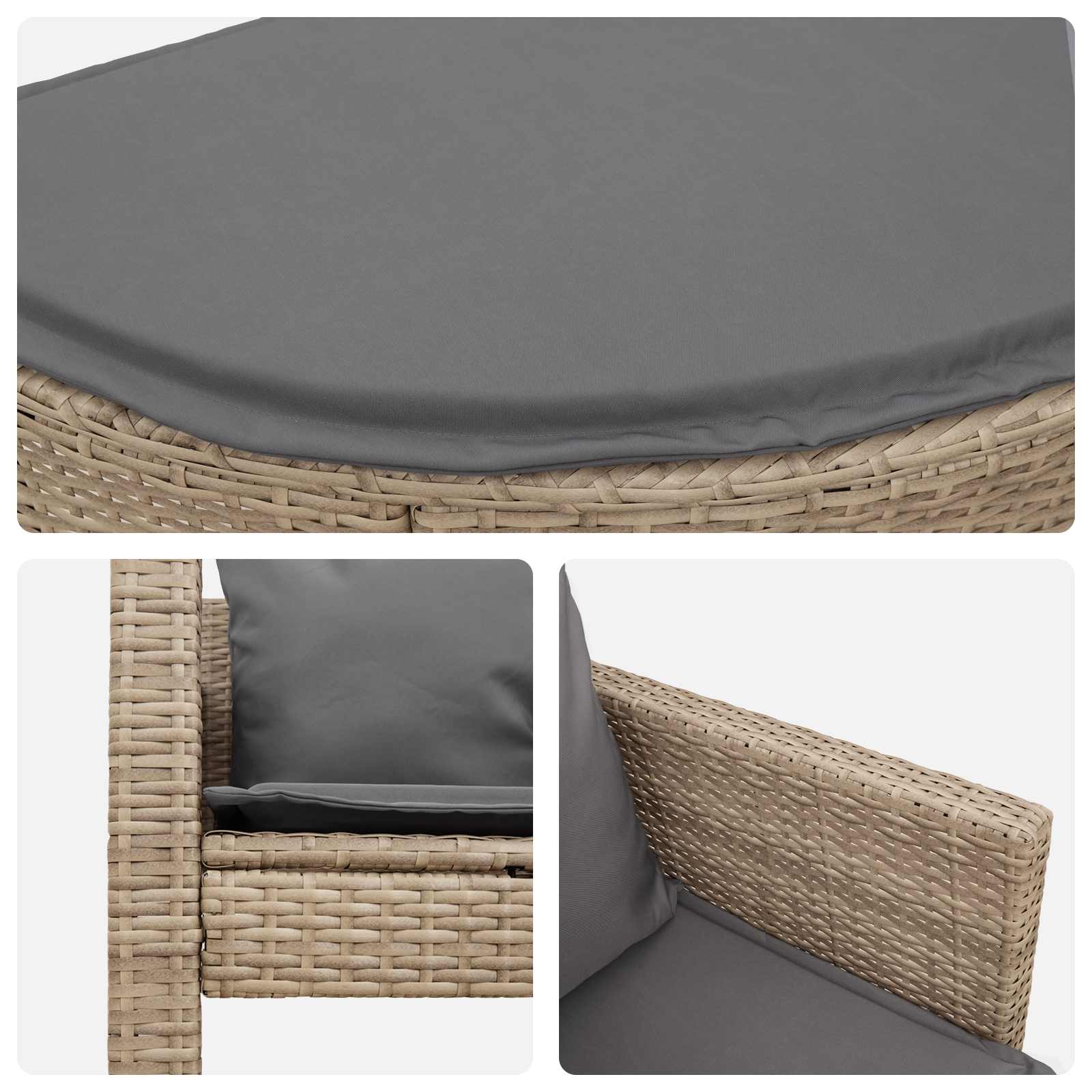 vidaXL Sofa Ogrodowa z poduszką 8 pcs Beżowy i jasnoszary polirattan