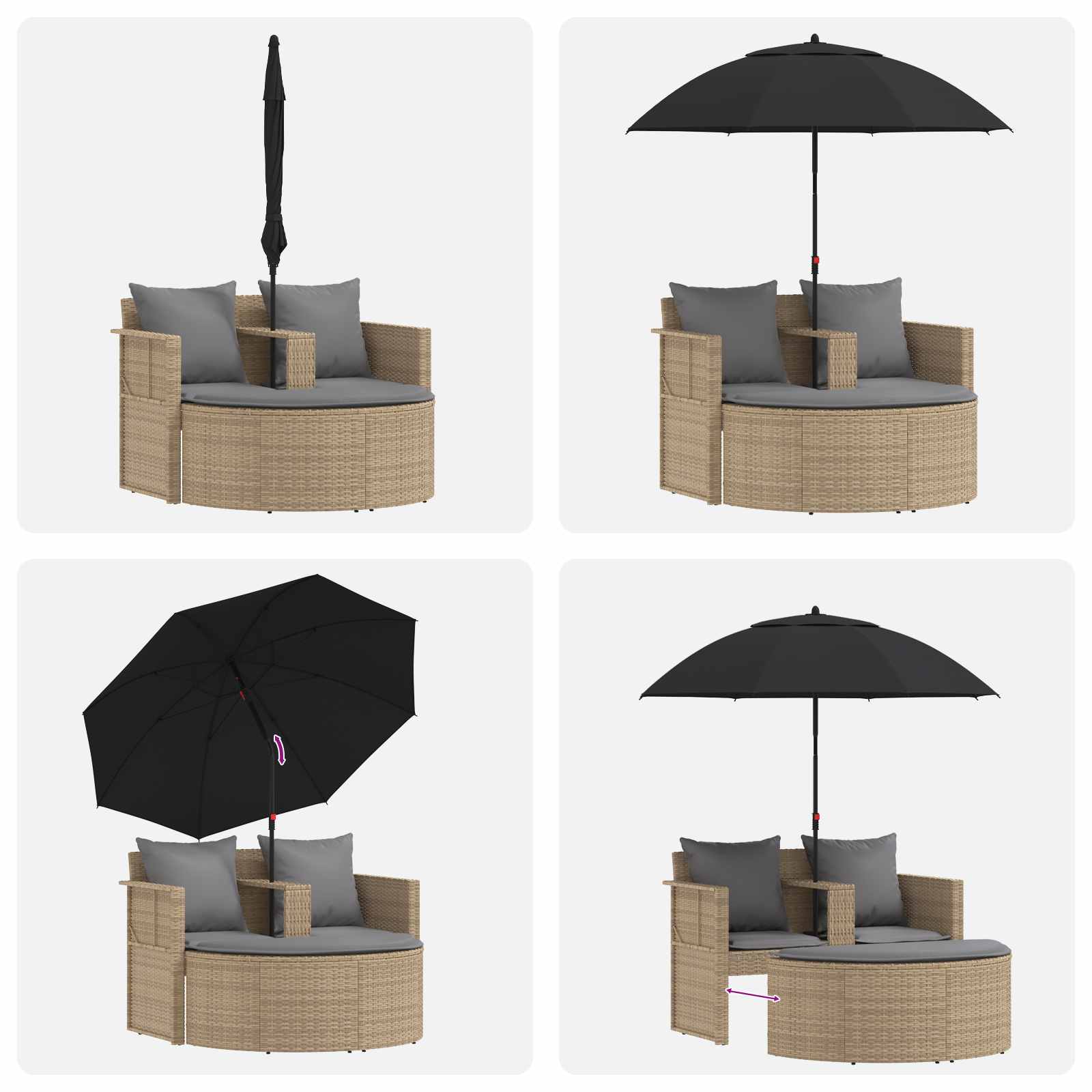 vidaXL Sofa Ogrodowa z poduszką 8 pcs Beżowy i jasnoszary polirattan