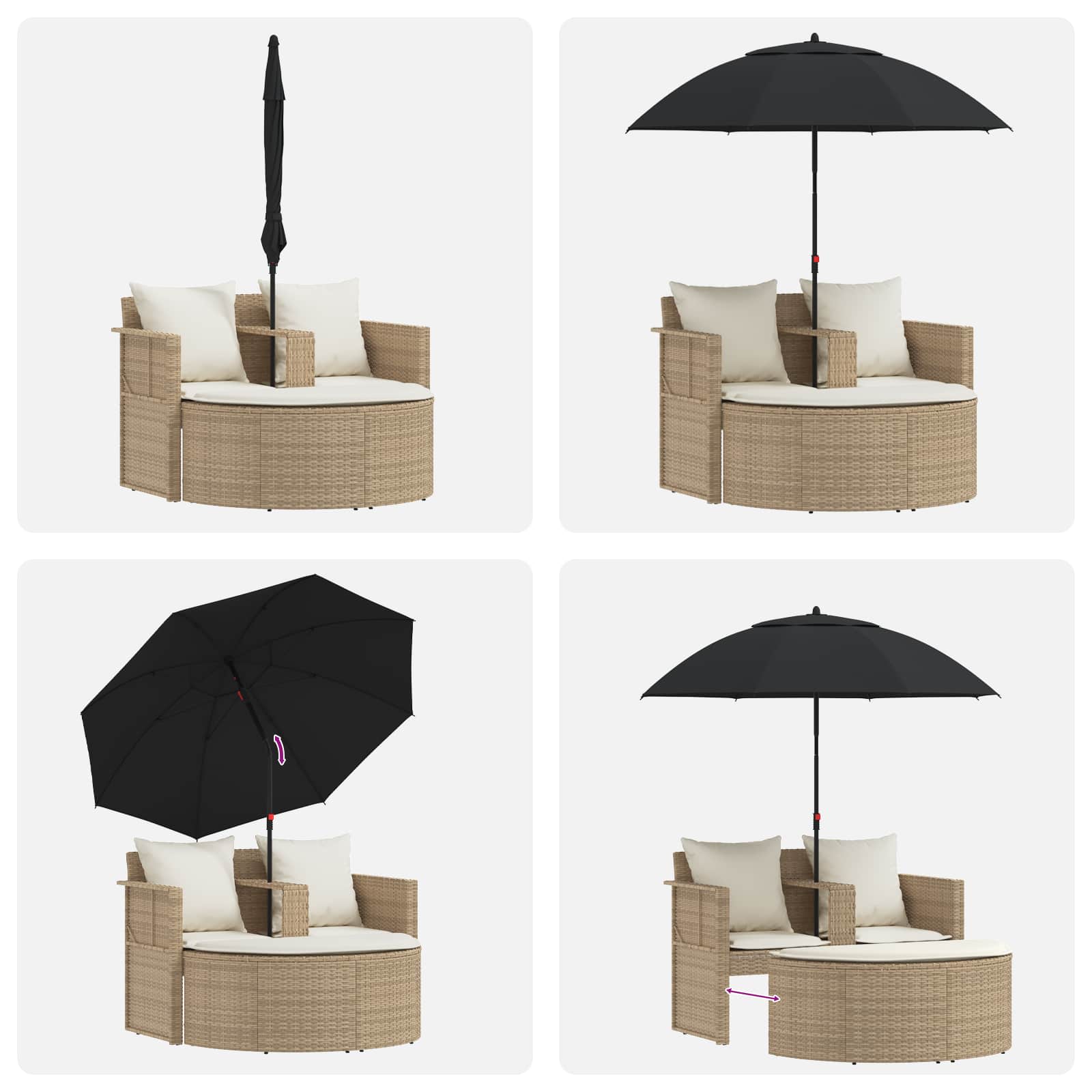 vidaXL Sofa Ogrodowa z poduszką 8 pcs Beżowy i kremowy polirattan
