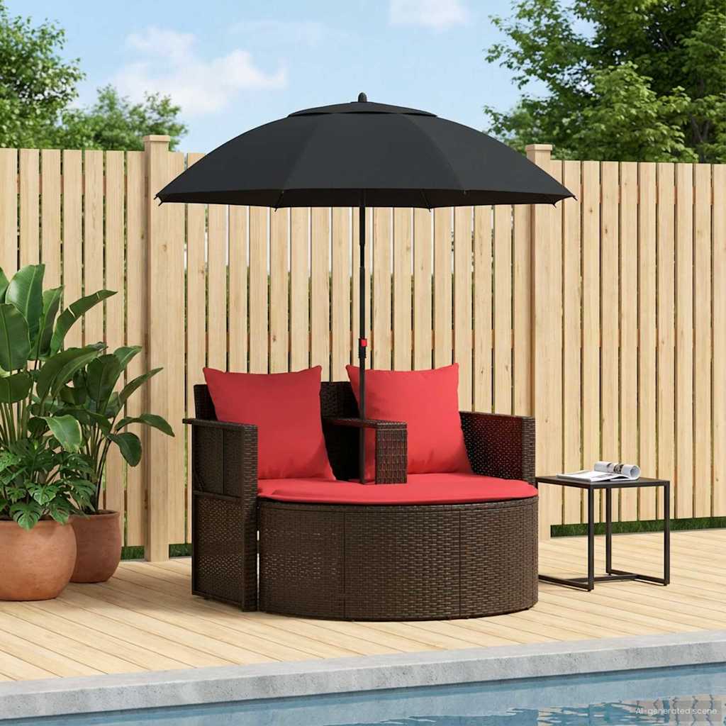 vidaXL Sofa Ogrodowa Brązowy i czerwony 168 x 168 x 180 cm polirattan