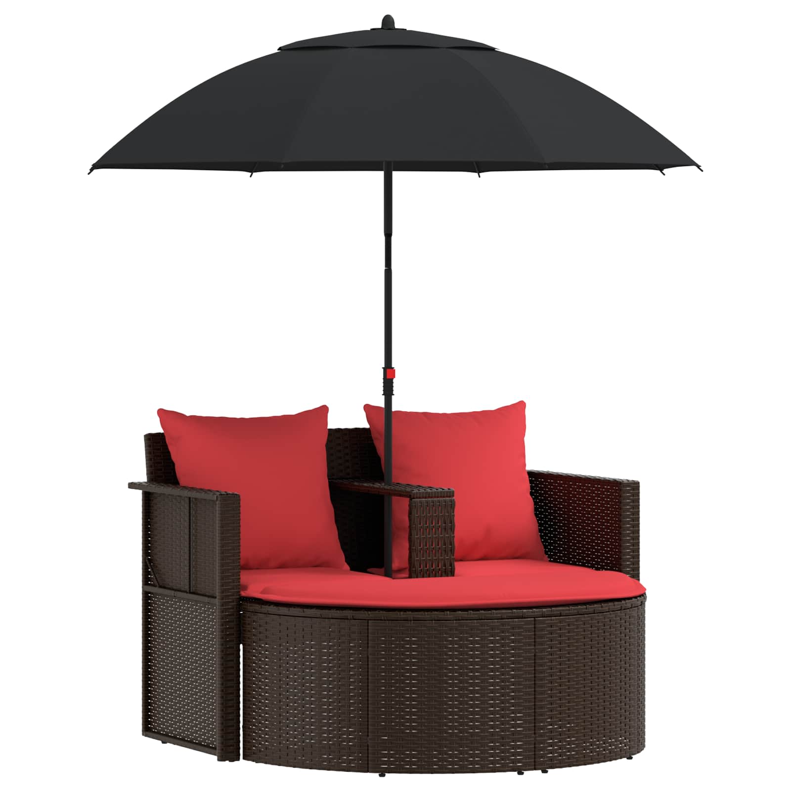vidaXL Sofa Ogrodowa Brązowy i czerwony 168 x 168 x 180 cm polirattan