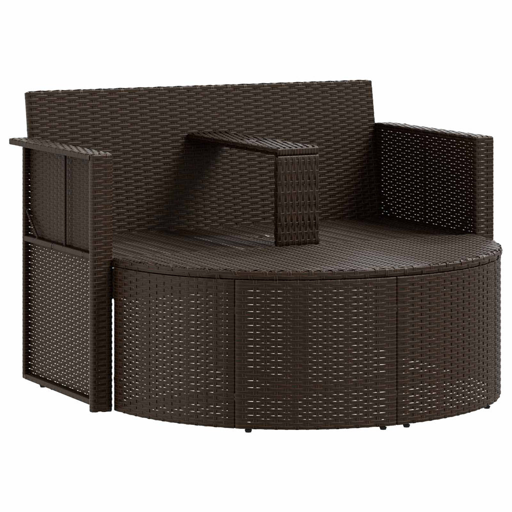 vidaXL Sofa Ogrodowa Brązowy i czerwony 168 x 168 x 180 cm polirattan