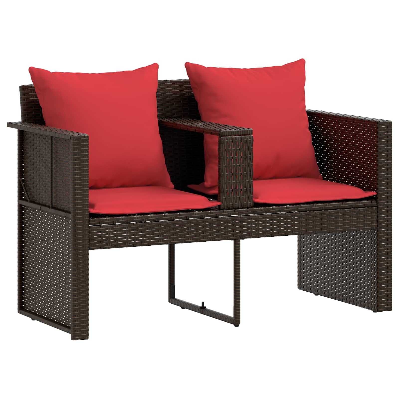 vidaXL Sofa Ogrodowa Brązowy i czerwony 168 x 168 x 180 cm polirattan