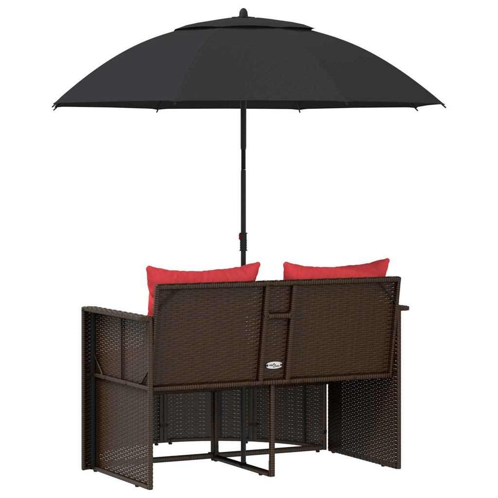 vidaXL Sofa Ogrodowa Brązowy i czerwony 168 x 168 x 180 cm polirattan