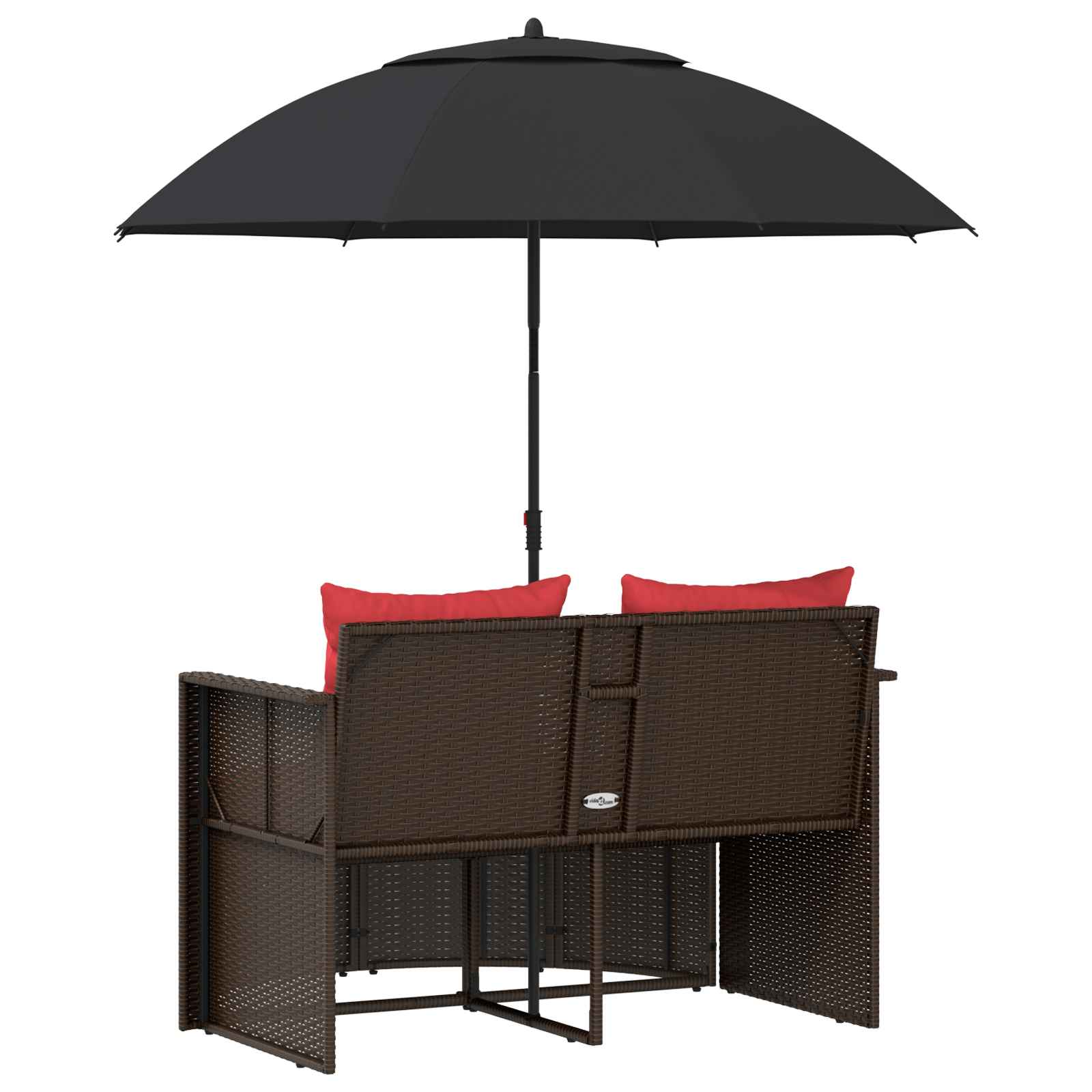 vidaXL Sofa Ogrodowa Brązowy i czerwony 168 x 168 x 180 cm polirattan