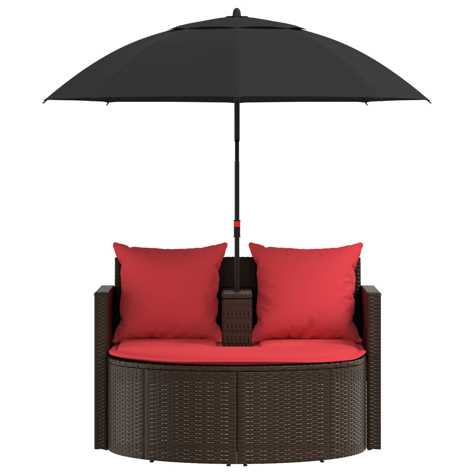 vidaXL Sofa Ogrodowa Brązowy i czerwony 168 x 168 x 180 cm polirattan