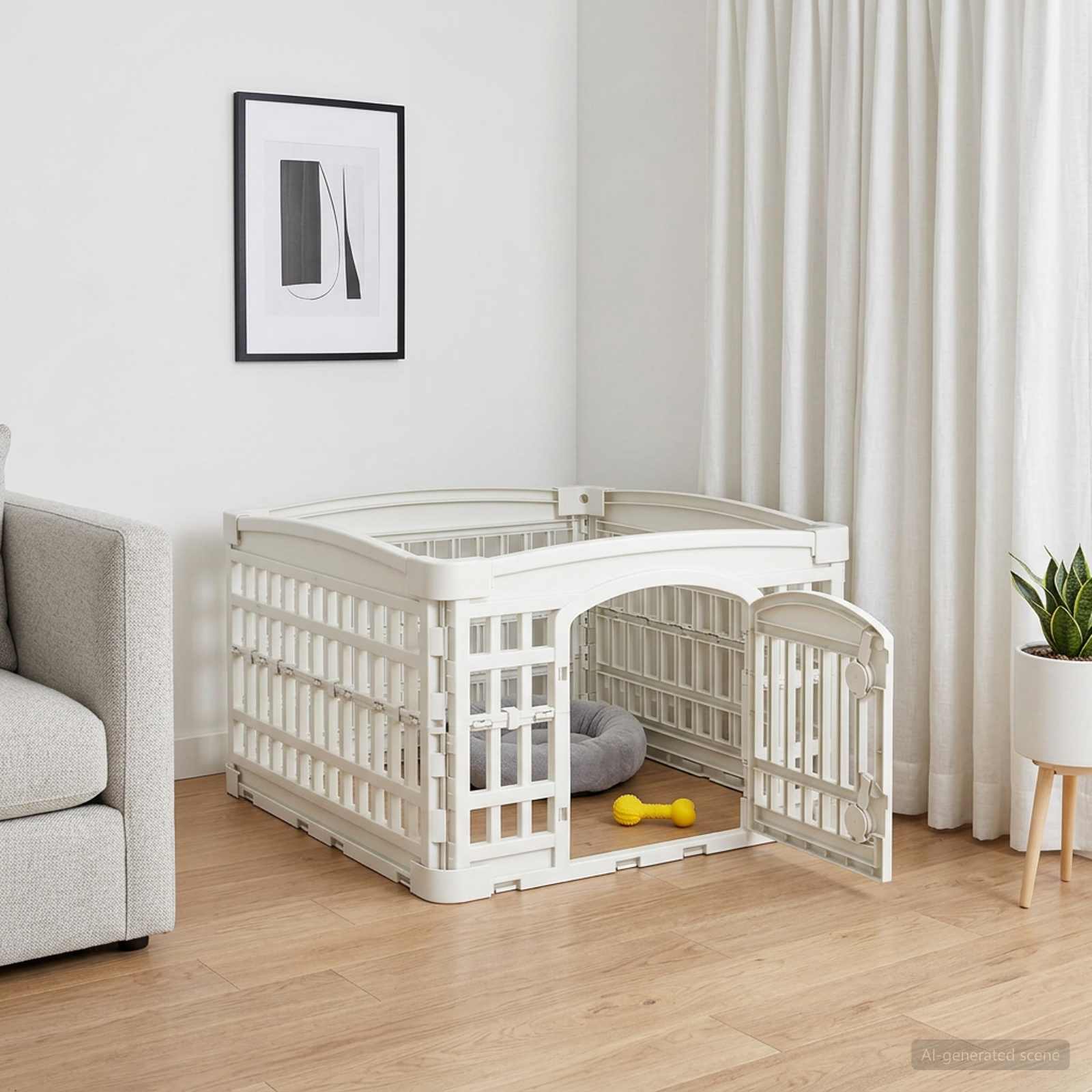 vidaXL Playpen dla Psa z 4 Panelami 60 x 60 x 38 cm Biały Składany