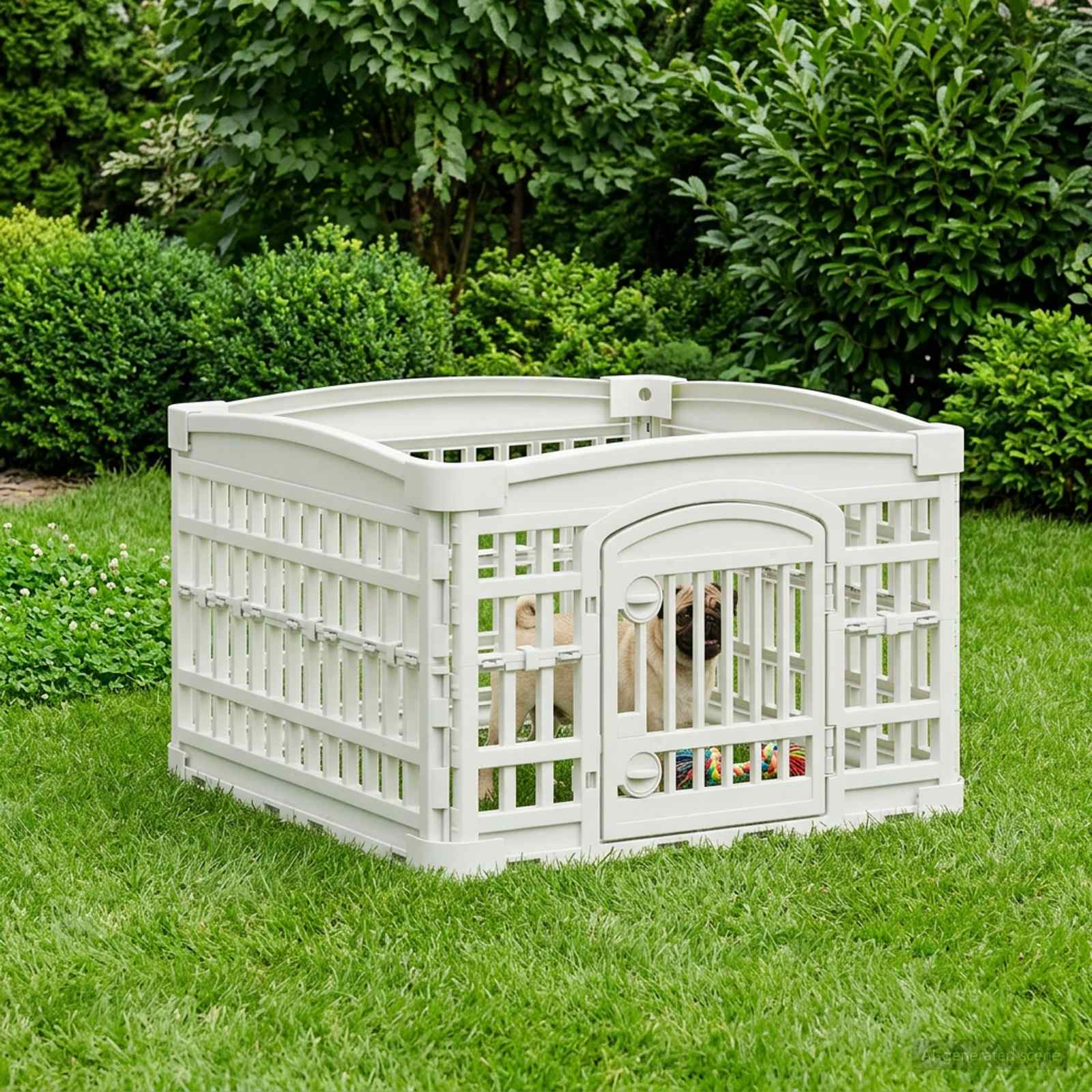 vidaXL Playpen dla Psa z 4 Panelami 60 x 60 x 38 cm Biały Składany