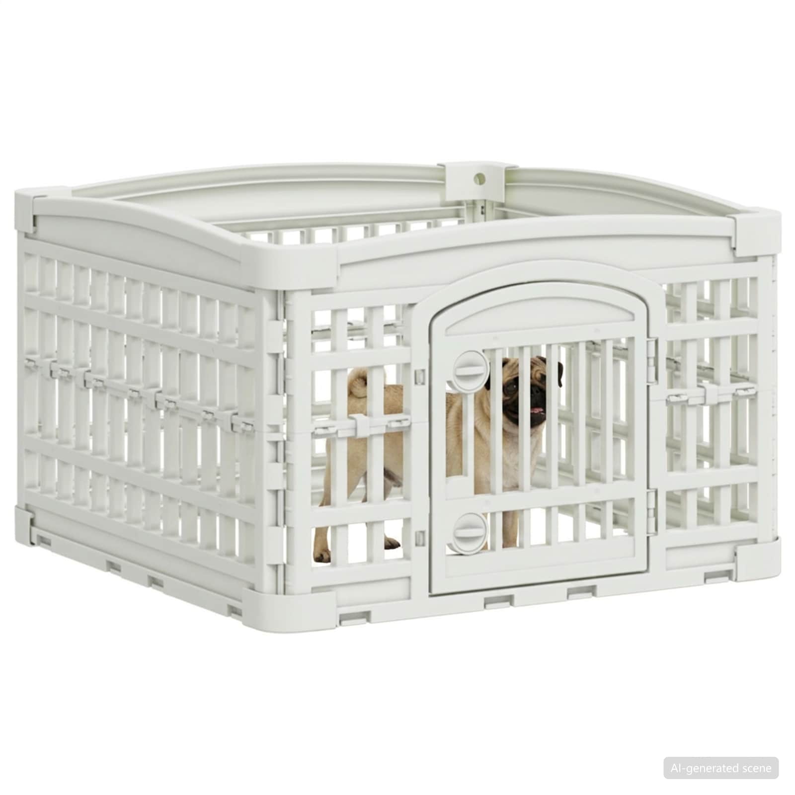 vidaXL Playpen dla Psa z 4 Panelami 60 x 60 x 38 cm Biały Składany