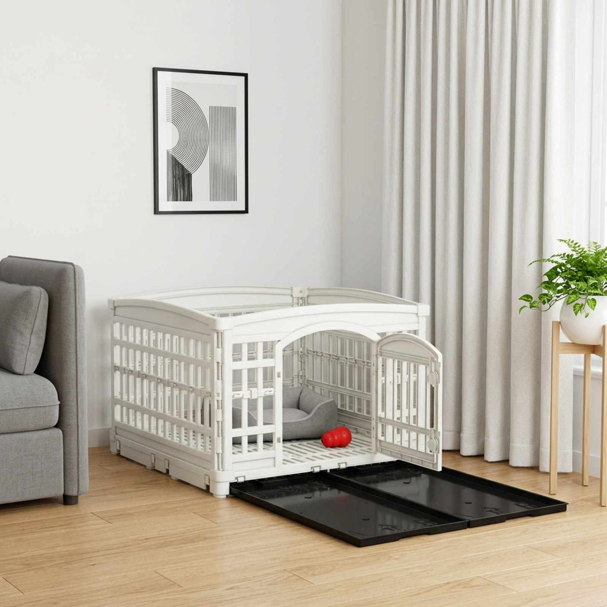 vidaXL Playpen dla Psa z 4 Panelami 122 x 106,5 x 82 cm Biały Składany