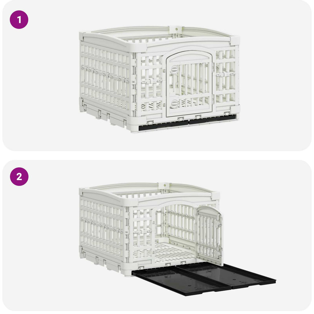 vidaXL Playpen dla Psa z 4 Panelami 122 x 106,5 x 82 cm Biały Składany