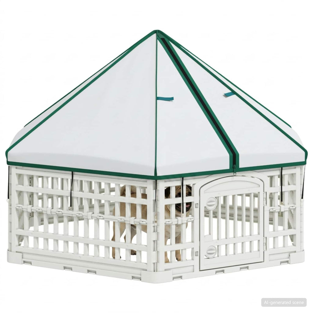 vidaXL 6-panelowy wybieg dla psa 122 x 106,5 x 82 cm Biały Składany