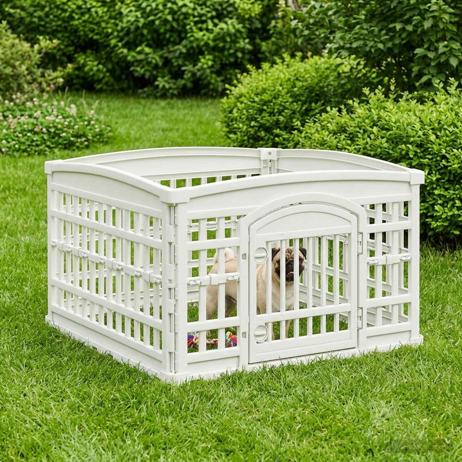 vidaXL Playpen dla Psa z 4 Panelami 88 x 88 x 56 cm Biały Składany