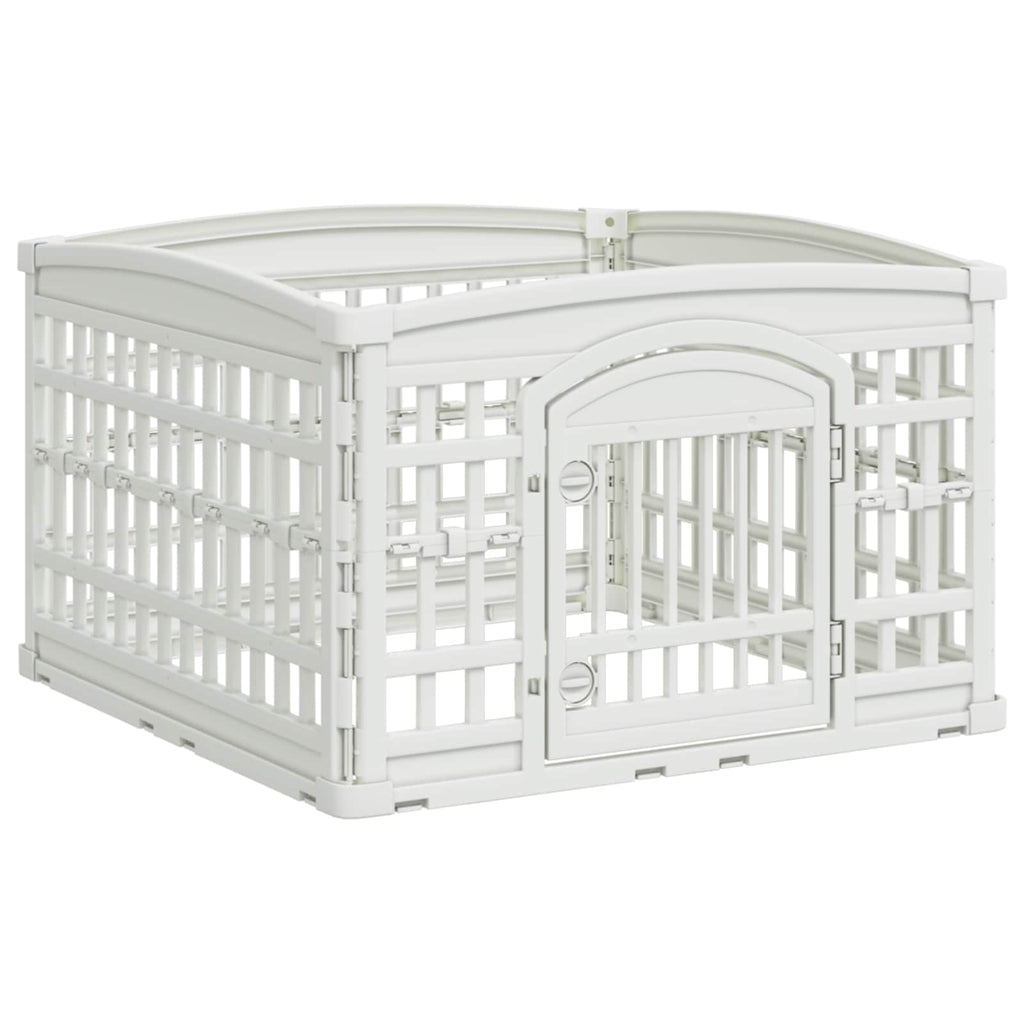 vidaXL Playpen dla Psa z 4 Panelami 88 x 88 x 56 cm Biały Składany