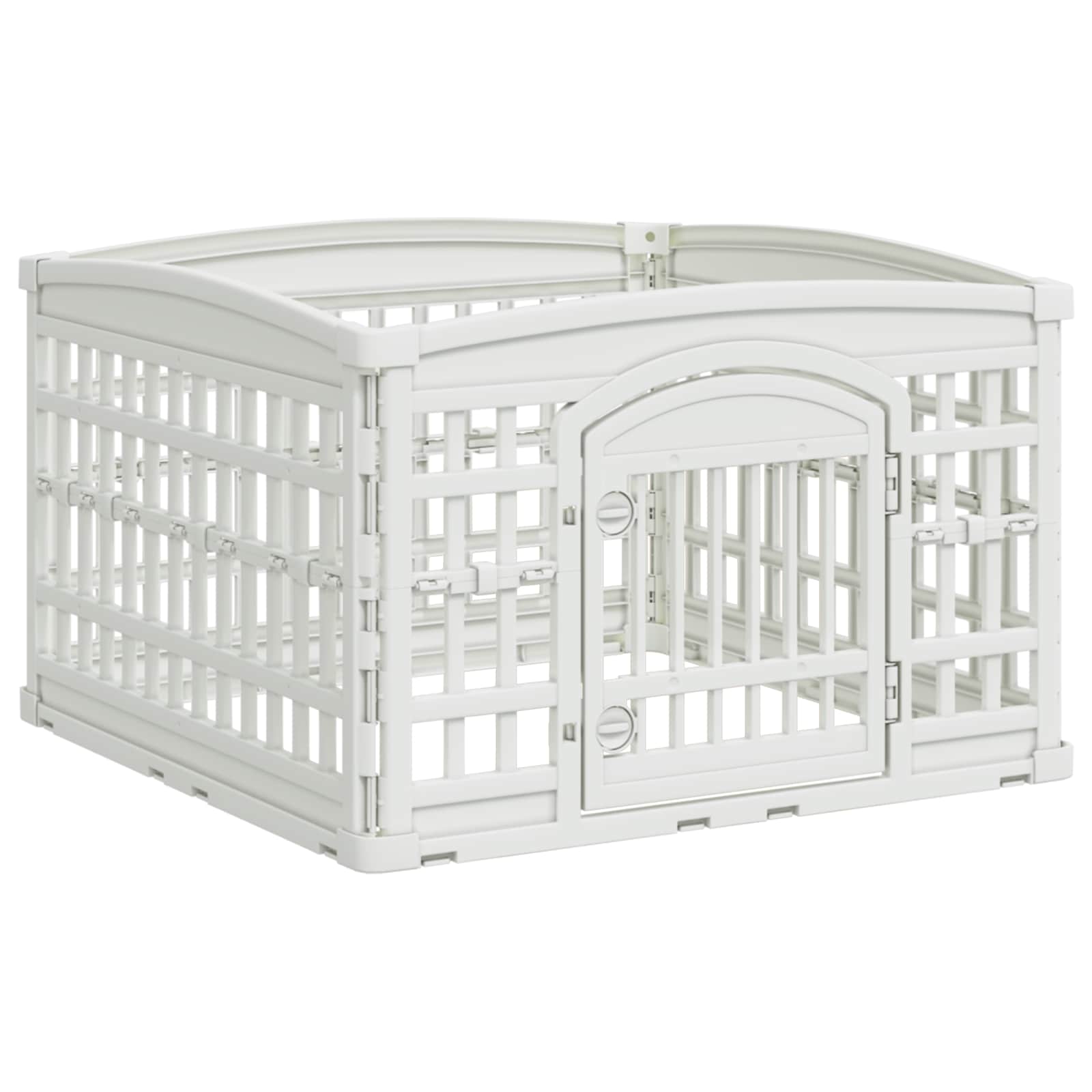vidaXL Playpen dla Psa z 4 Panelami 88 x 88 x 56 cm Biały Składany