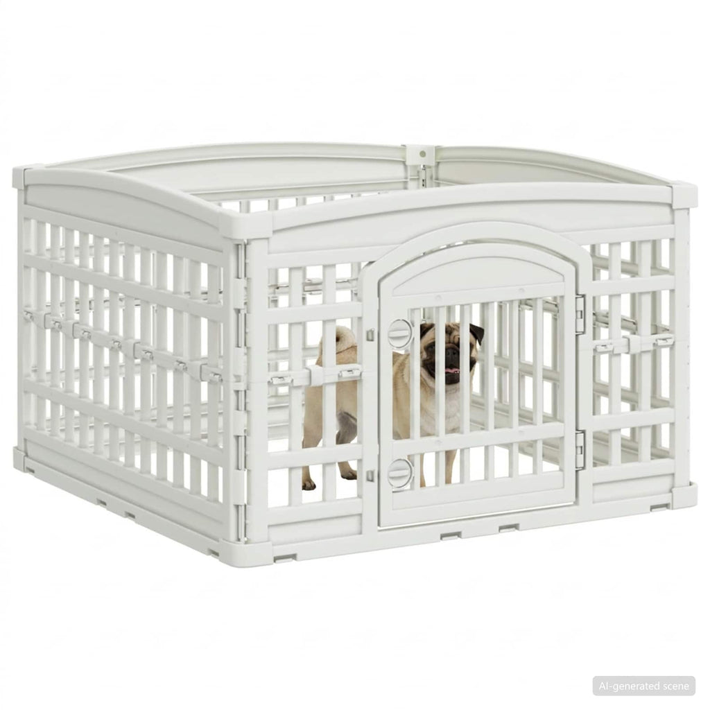 vidaXL Playpen dla Psa z 4 Panelami 88 x 88 x 56 cm Biały Składany
