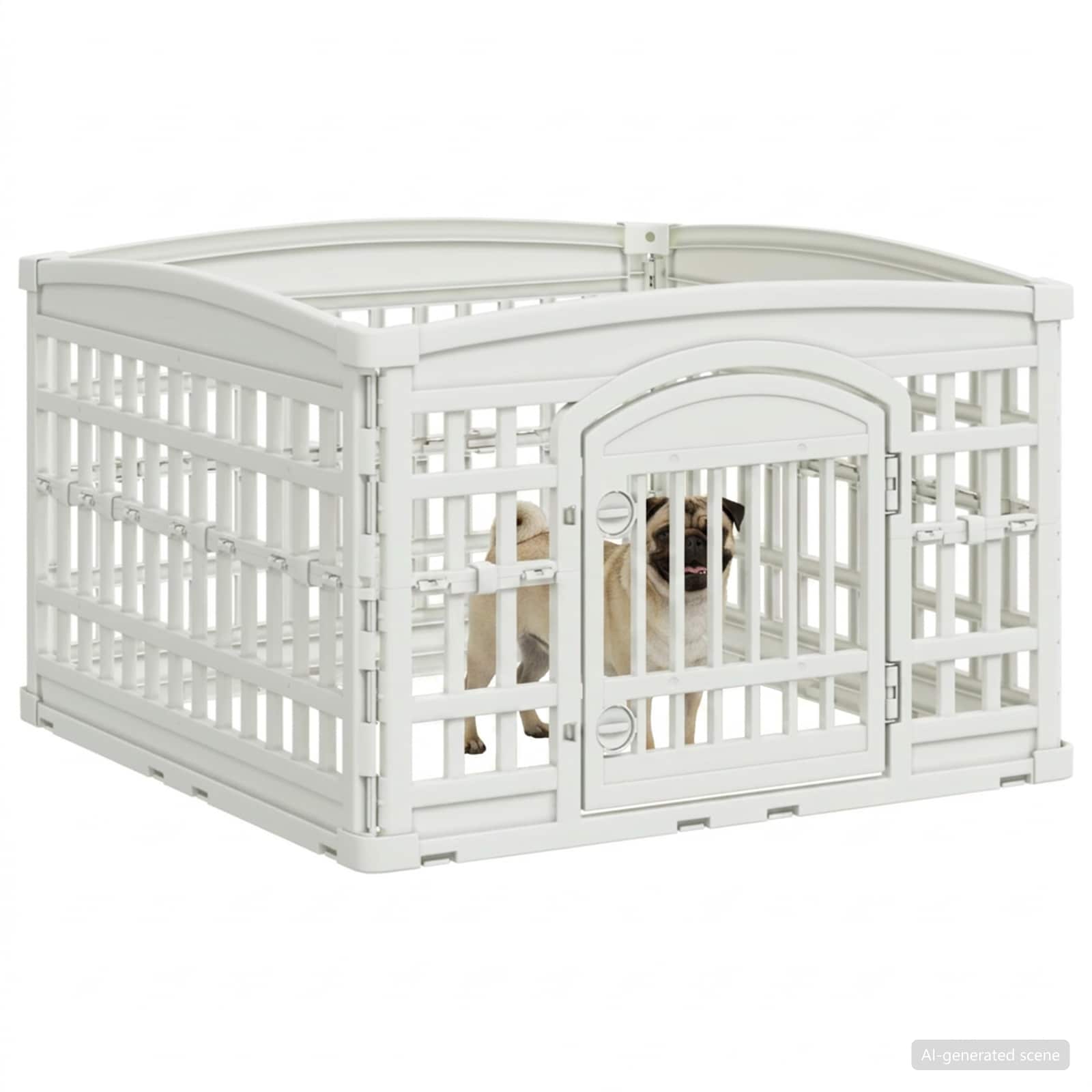 vidaXL Playpen dla Psa z 4 Panelami 88 x 88 x 56 cm Biały Składany