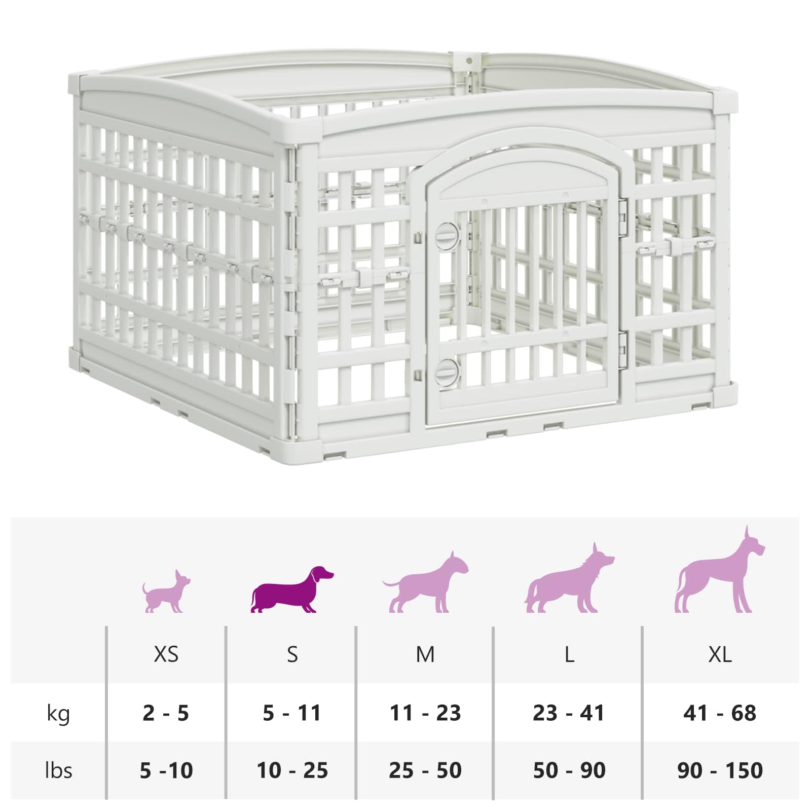 vidaXL Playpen dla Psa z 4 Panelami 88 x 88 x 56 cm Biały Składany