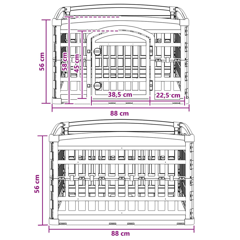 vidaXL Playpen dla Psa z 4 Panelami 88 x 88 x 56 cm Biały Składany