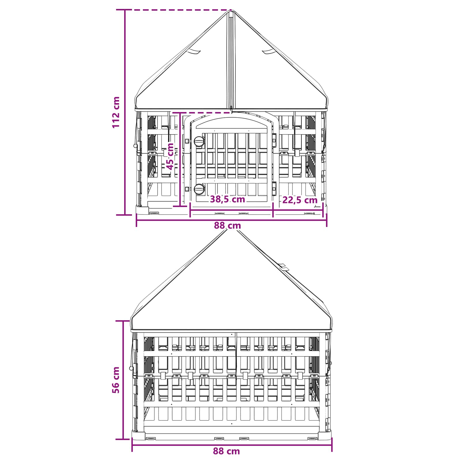vidaXL 4 Panelowa Zabawka dla Psów z Dachem 88 x 88 x 112 cm Biały