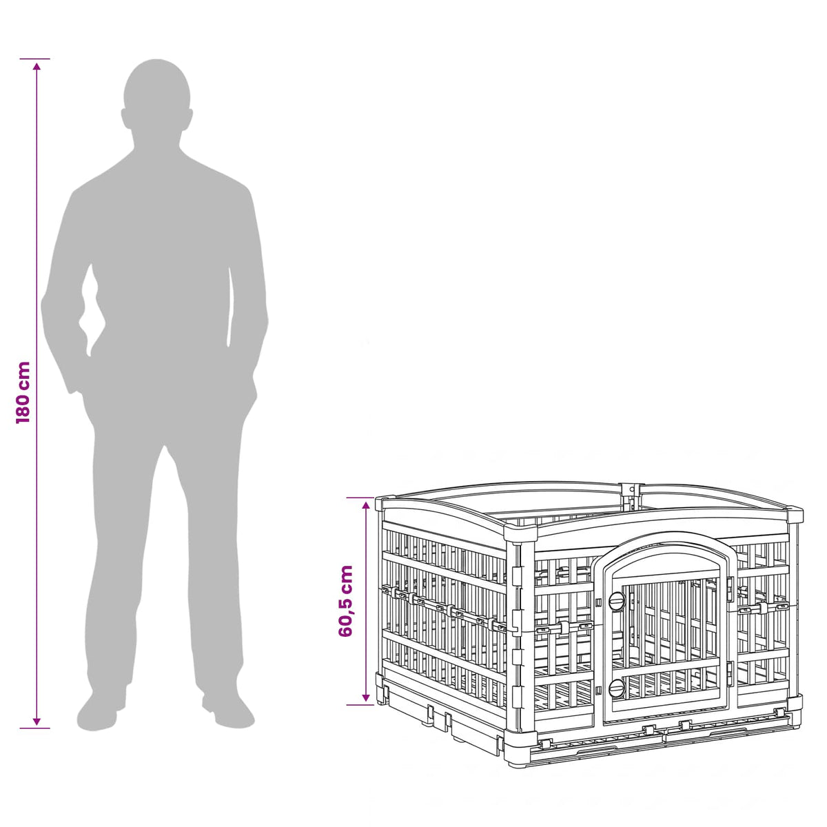 vidaXL Playpen dla Psa z 4 Panelami 177,5 x 154,5 x 112 cm Biały