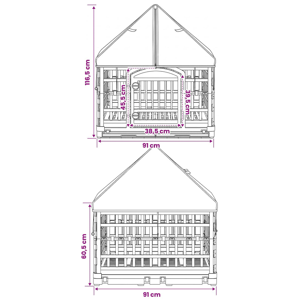 vidaXL 4 Panelowa Zabawka dla Psów z Dachem 177,5 x 154,5 x 112 cm