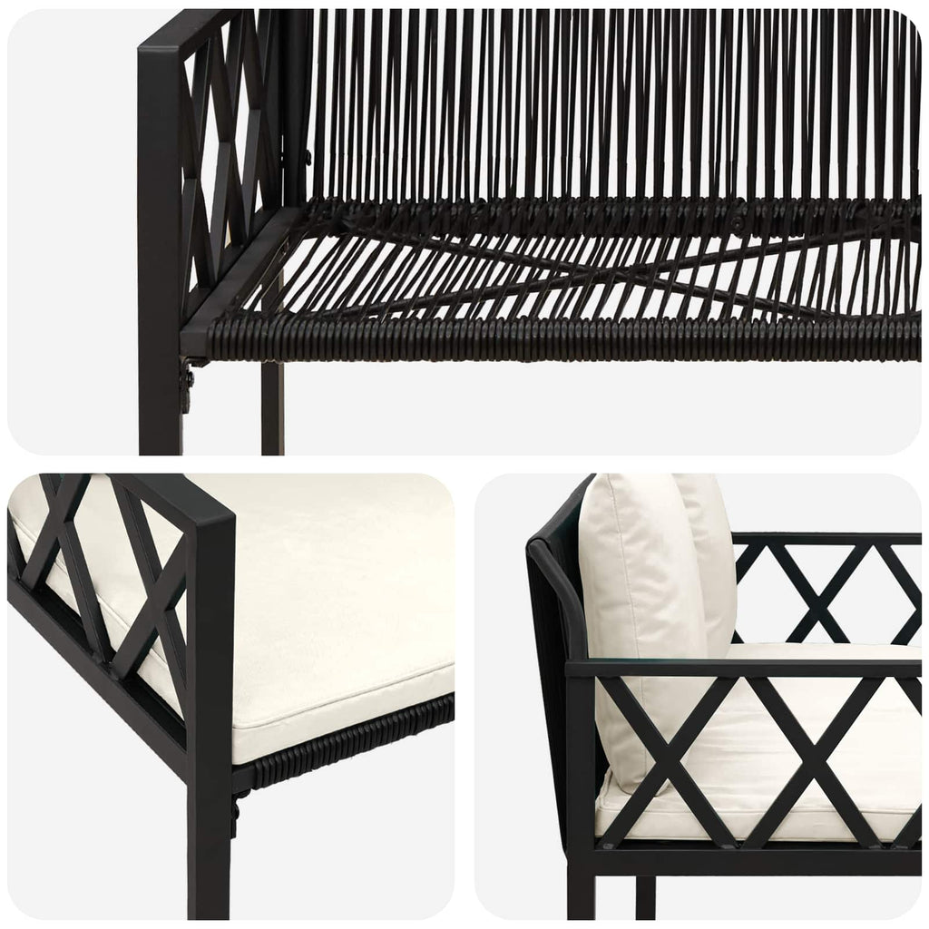 vidaXL Ławki ogrodowe 2 -Seater 116 x 56 x 75 cm polirattan