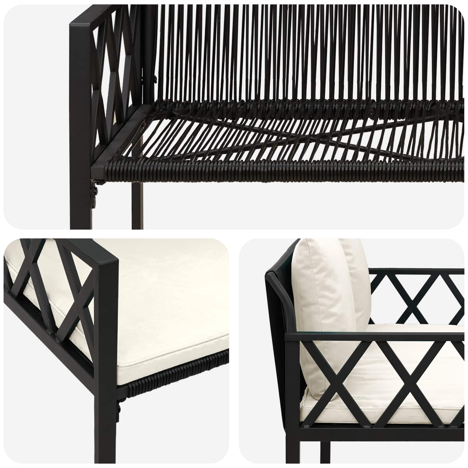 vidaXL Ławki ogrodowe 2 -Seater 116 x 56 x 75 cm polirattan