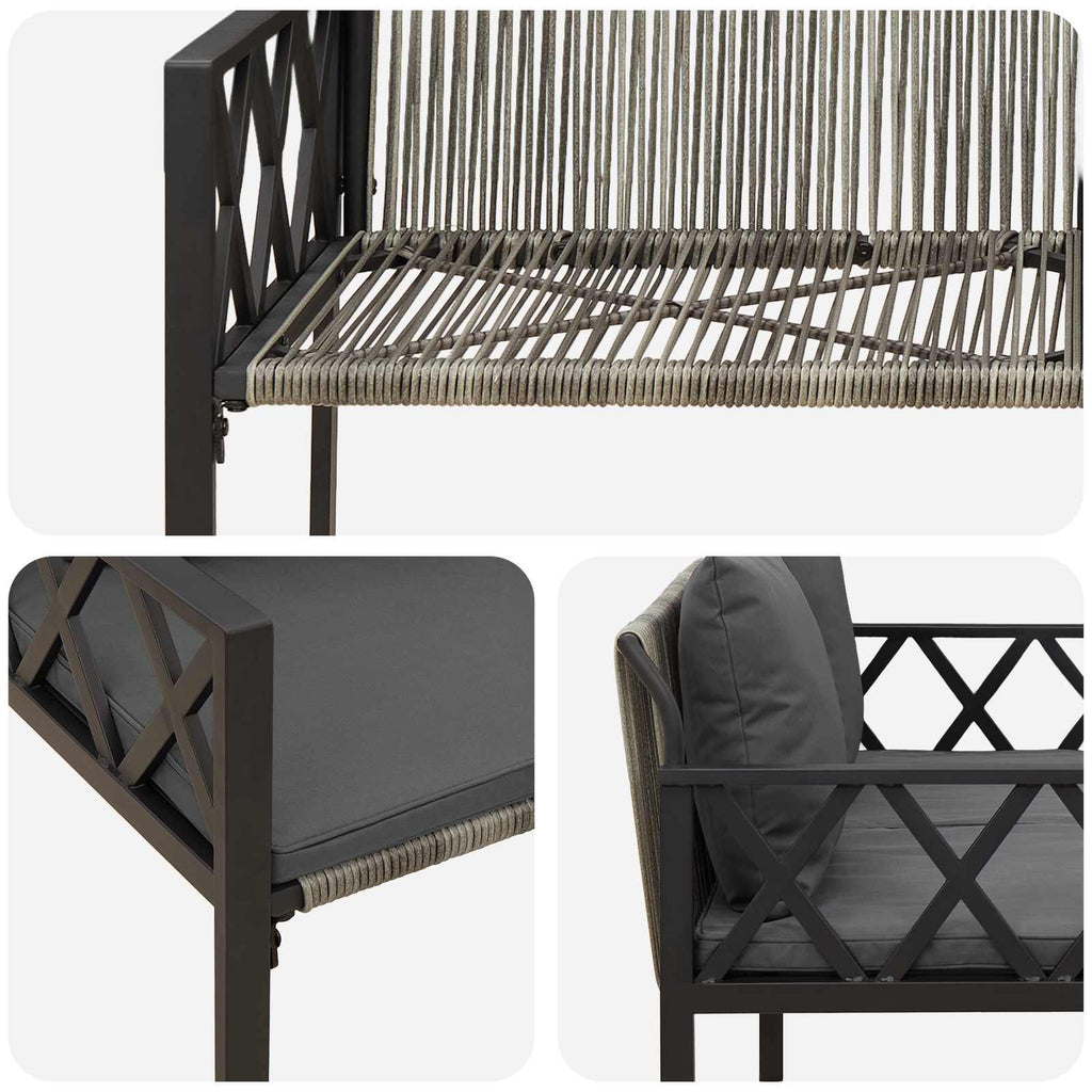 vidaXL Ławki ogrodowe 2 -Seater 116 x 56 x 75 cm polirattan