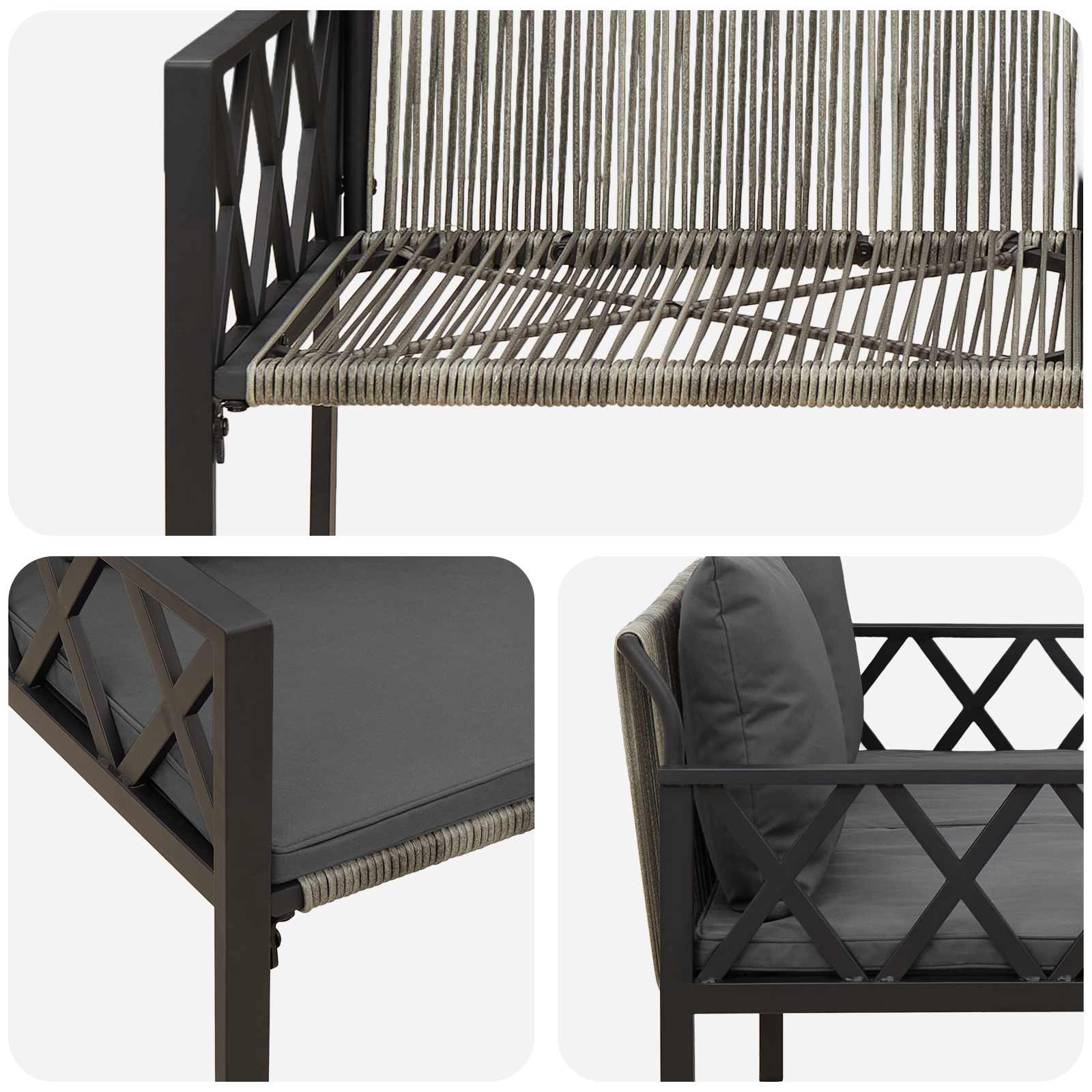 vidaXL Ławki ogrodowe 2 -Seater 116 x 56 x 75 cm polirattan