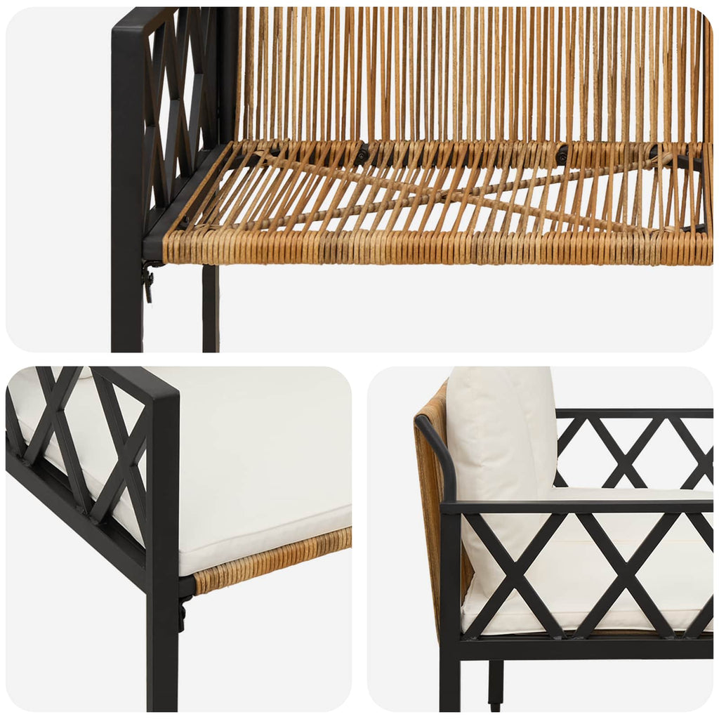 vidaXL Ławki ogrodowe 2 -Seater 116 x 56 x 75 cm polirattan