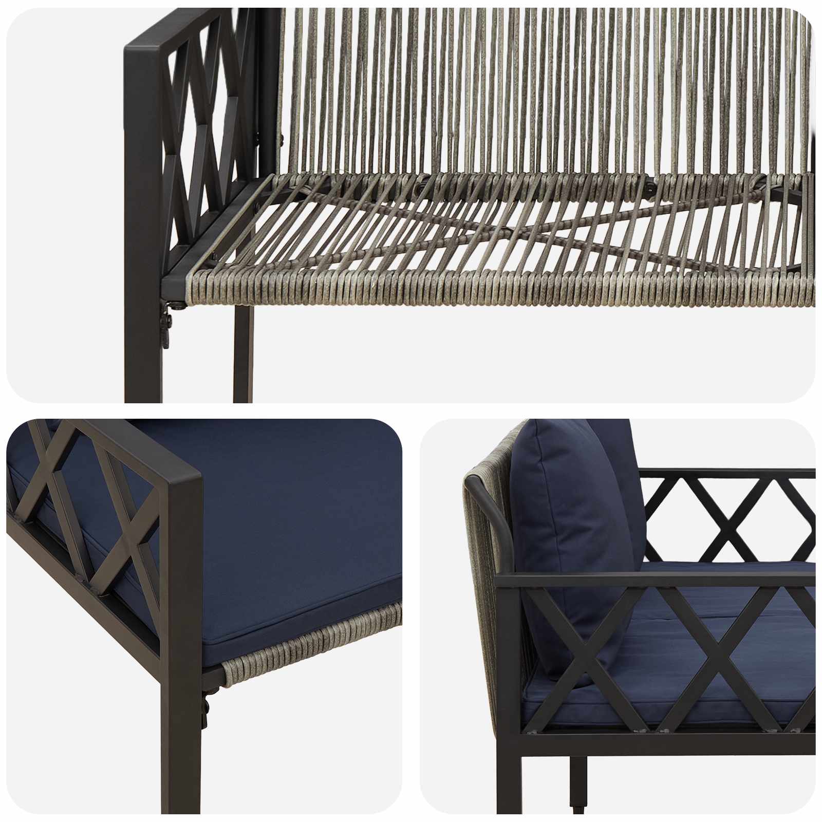 vidaXL Ławki ogrodowe 2 -Seater 116 x 56 x 75 cm polirattan